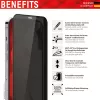 Displex Privacy Full Cover protector de pantalla (10H) para Apple iPhone 12/12 Pro, marco de montaje Eco, filtro de privacidad, vidrio templado, lámina protectora antirrayaduras, compatible con funda