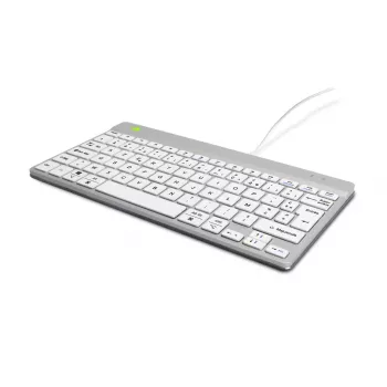 R-Go Tools Teclado ergonómico R-Go Compact Break, teclado compacto con software de pausas, AZERTY (FR), con cable, blanco