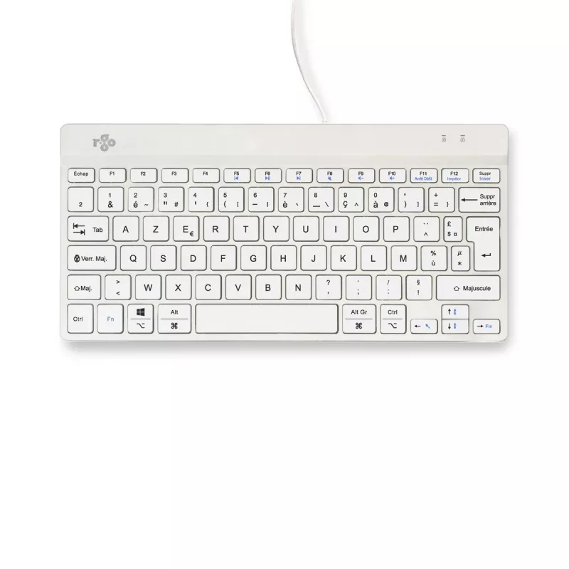 R-Go Tools Teclado ergonómico R-Go Compact Break, teclado compacto con software de pausas, AZERTY (FR), con cable, blanco