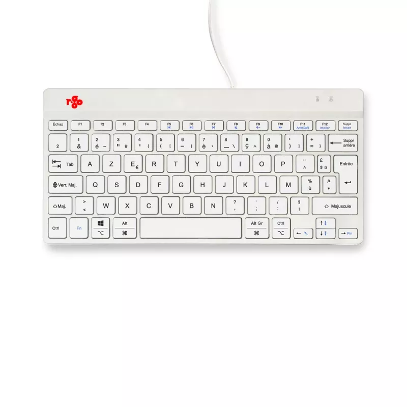 R-Go Tools Teclado ergonómico R-Go Compact Break, teclado compacto con software de pausas, AZERTY (FR), con cable, blanco