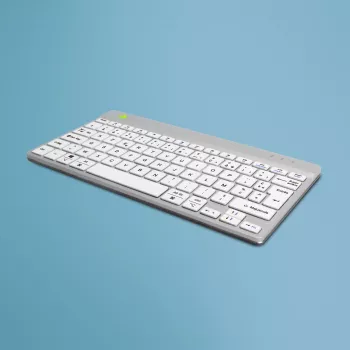R-Go Tools Teclado ergonómico R-Go Compact Break, teclado compacto con software de pausas, AZERTY (FR), Bluetooth, blanco