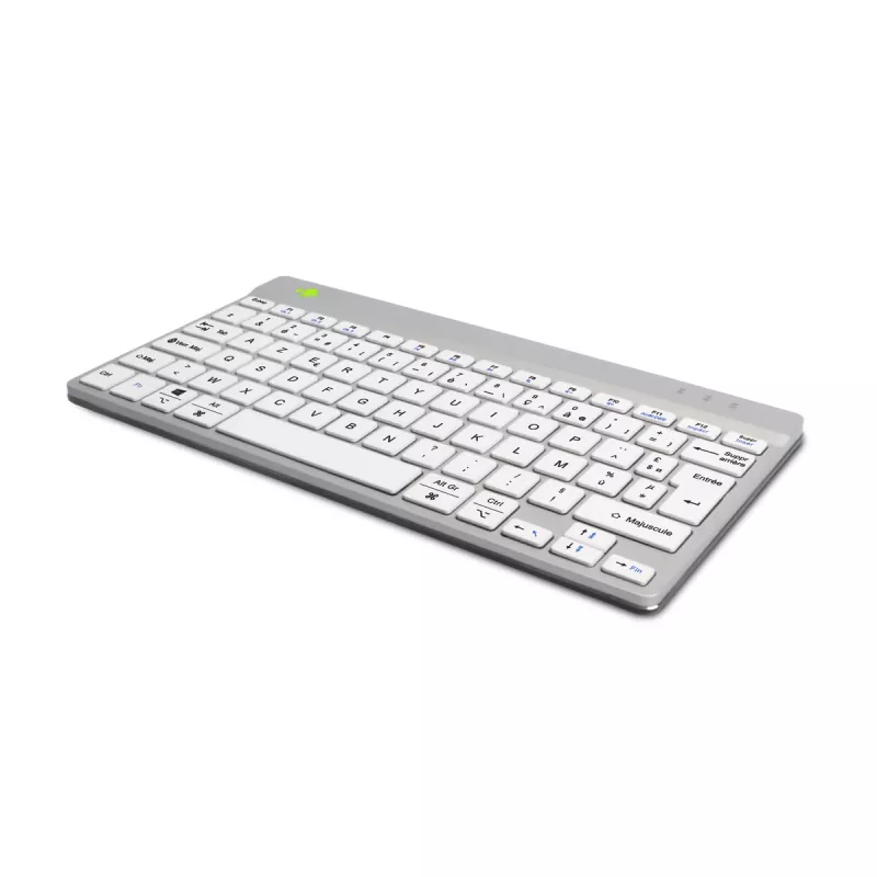 R-Go Tools Teclado ergonómico R-Go Compact Break, teclado compacto con software de pausas, AZERTY (FR), Bluetooth, blanco