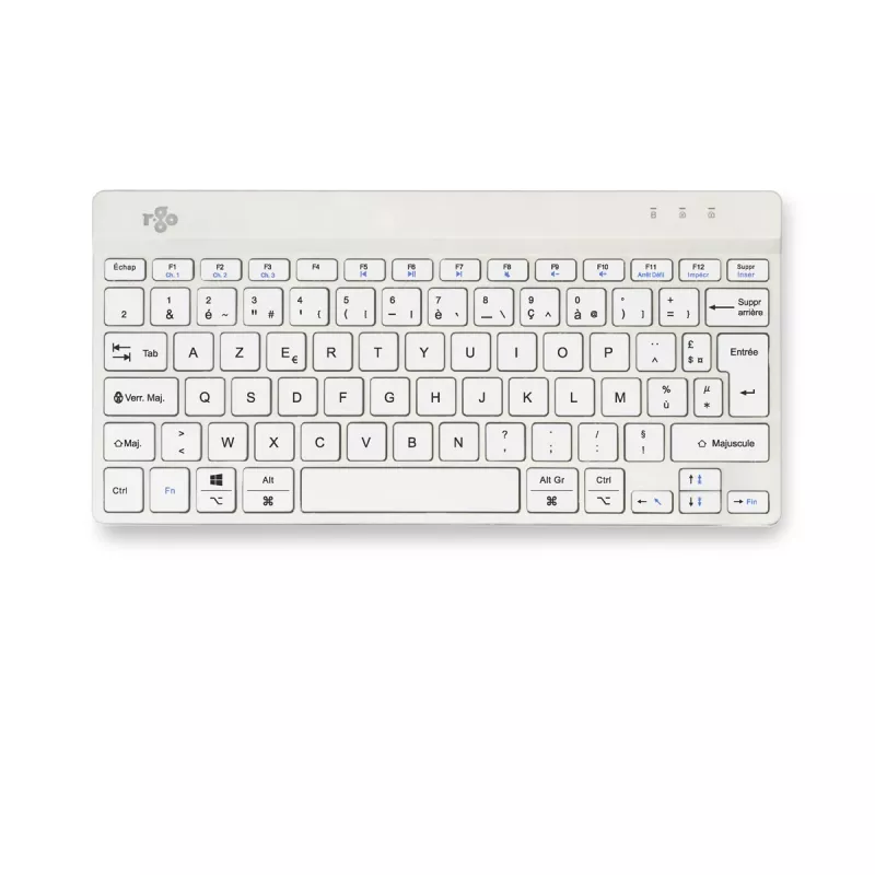 R-Go Tools Teclado ergonómico R-Go Compact Break, teclado compacto con software de pausas, AZERTY (FR), Bluetooth, blanco