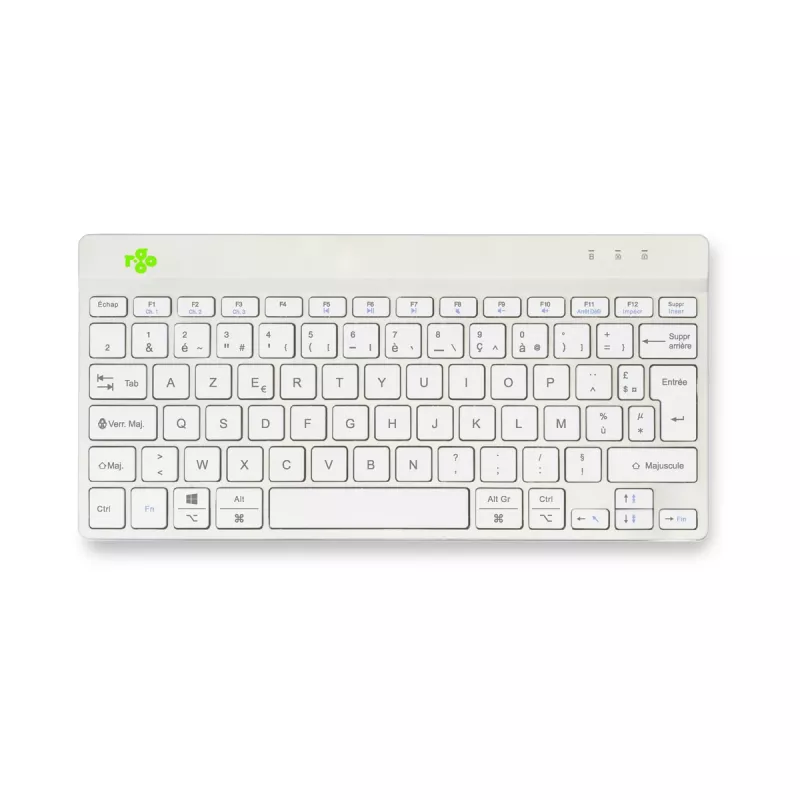 R-Go Tools Teclado ergonómico R-Go Compact Break, teclado compacto con software de pausas, AZERTY (FR), Bluetooth, blanco
