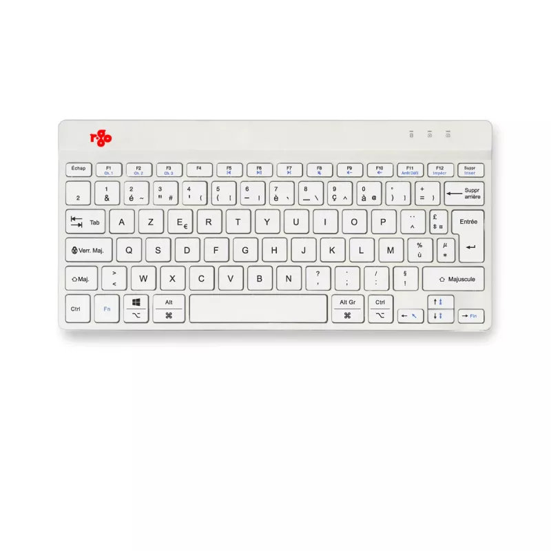 R-Go Tools Teclado ergonómico R-Go Compact Break, teclado compacto con software de pausas, AZERTY (FR), Bluetooth, blanco