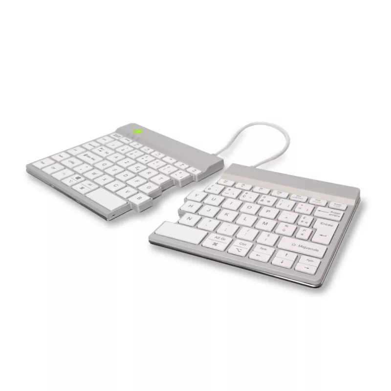 R-Go Tools Teclado ergonómico R-Go Split Break con software de pausas, teclado ergonómico dividido, AZERTY (FR), Bluetooth, blanco