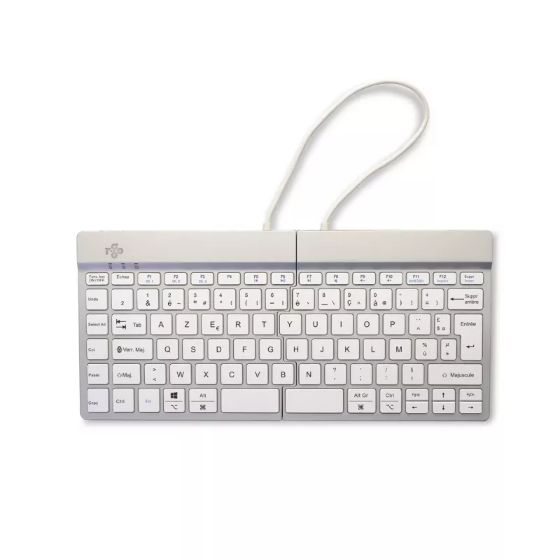 R-Go Tools Teclado ergonómico R-Go Split Break con software de pausas, teclado ergonómico dividido, AZERTY (FR), Bluetooth, blanco