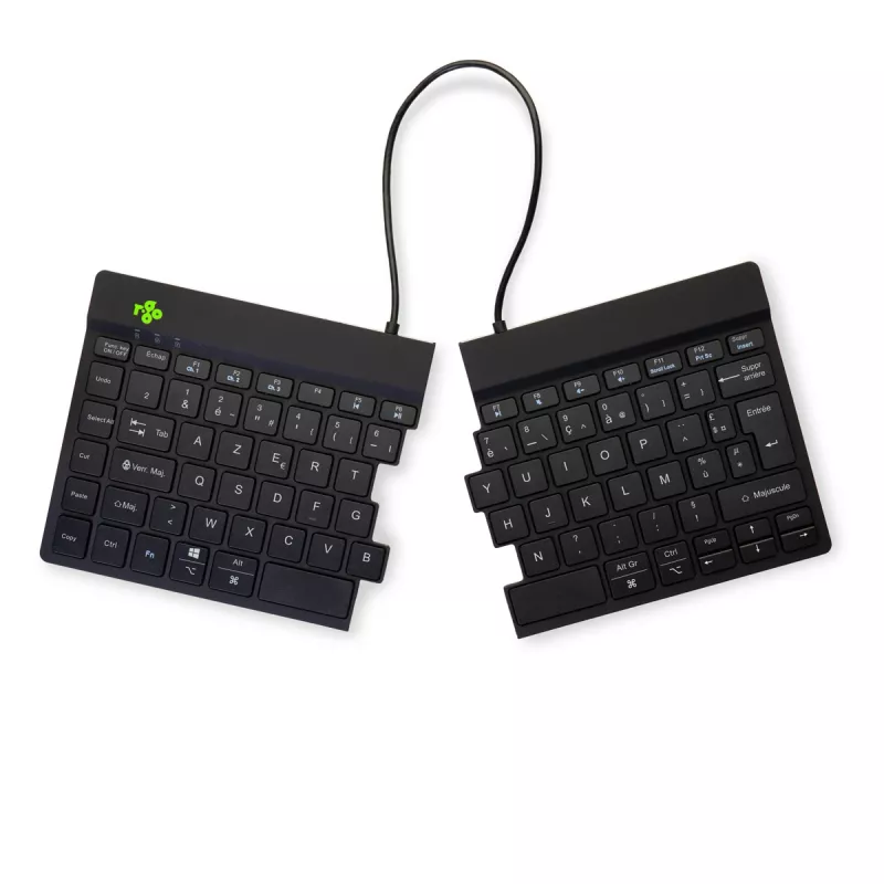 R-Go Tools Teclado ergonómico R-Go Split Break con software de pausas, teclado ergonómico dividido, AZERTY (FR), Bluetooth, negro