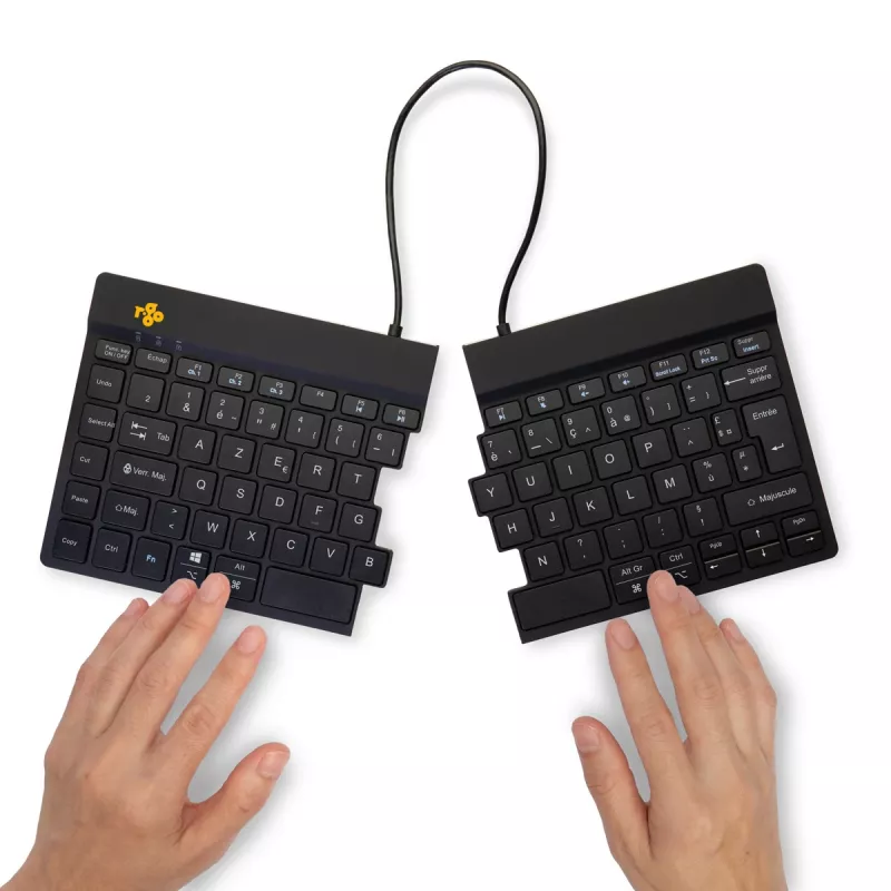 R-Go Tools Teclado ergonómico R-Go Split Break con software de pausas, teclado ergonómico dividido, AZERTY (FR), Bluetooth, negro