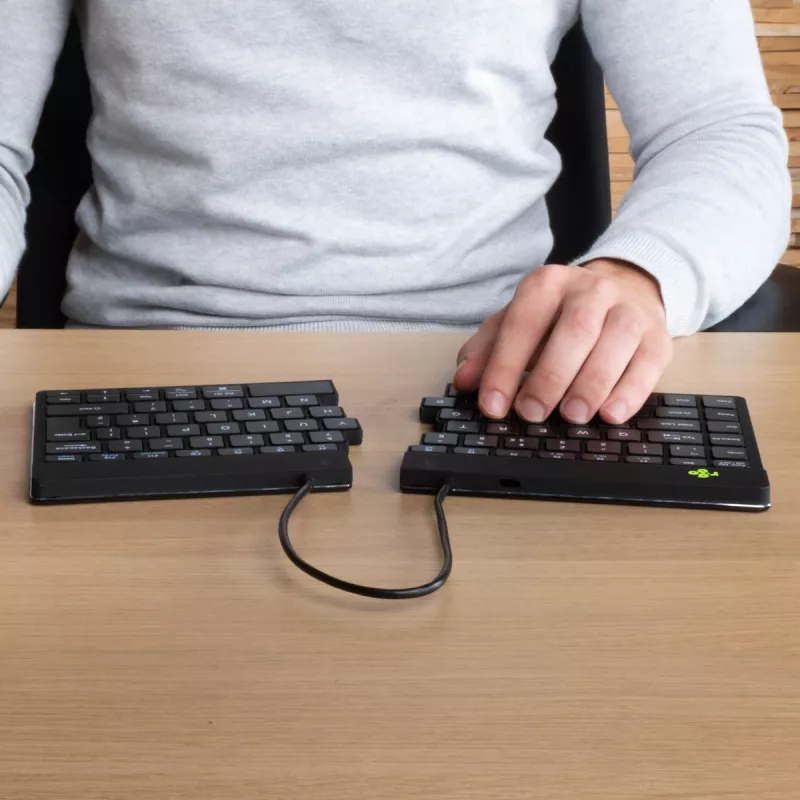 R-Go Tools Teclado ergonómico R-Go Split Break con software de pausas, teclado ergonómico dividido, AZERTY (FR), Bluetooth, negro