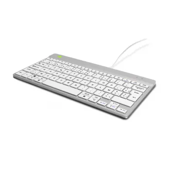 R-Go Tools Teclado ergonómico R-Go Compact Break, teclado compacto con software de pausas, AZERTY (BE), con cable, blanco