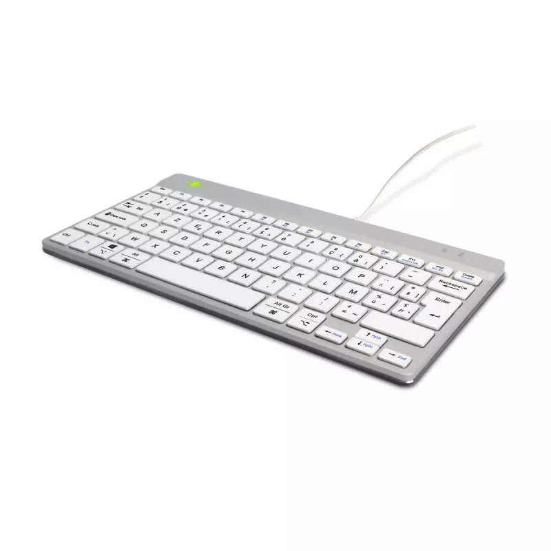 R-Go Tools Teclado ergonómico R-Go Compact Break, teclado compacto con software de pausas, AZERTY (BE), con cable, blanco