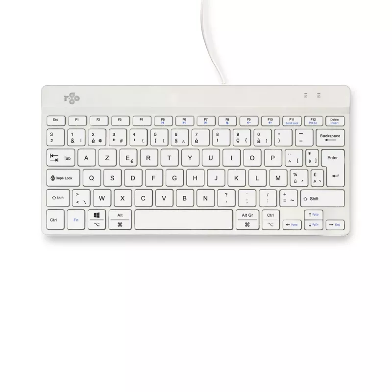 R-Go Tools Teclado ergonómico R-Go Compact Break, teclado compacto con software de pausas, AZERTY (BE), con cable, blanco