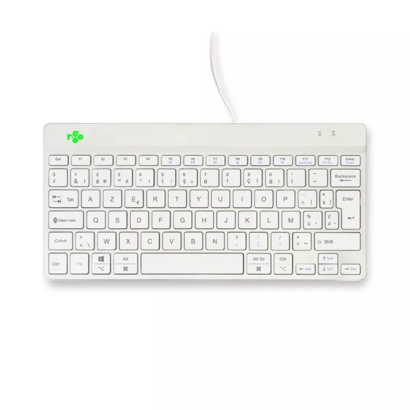 R-Go Tools Teclado ergonómico R-Go Compact Break, teclado compacto con software de pausas, AZERTY (BE), con cable, blanco