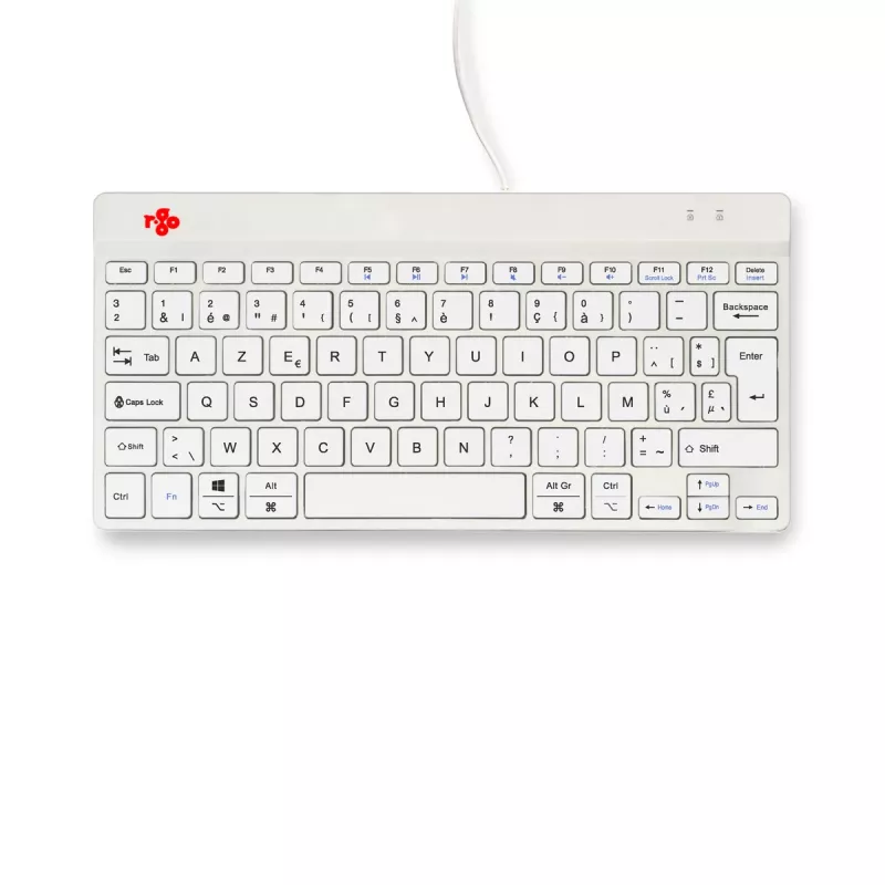 R-Go Tools Teclado ergonómico R-Go Compact Break, teclado compacto con software de pausas, AZERTY (BE), con cable, blanco