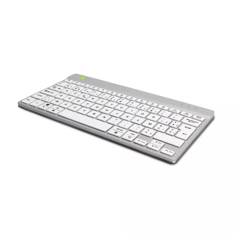 R-Go Tools Teclado ergonómico R-Go Compact Break, teclado compacto con software de pausas, AZERTY (BE), Bluetooth, blanco