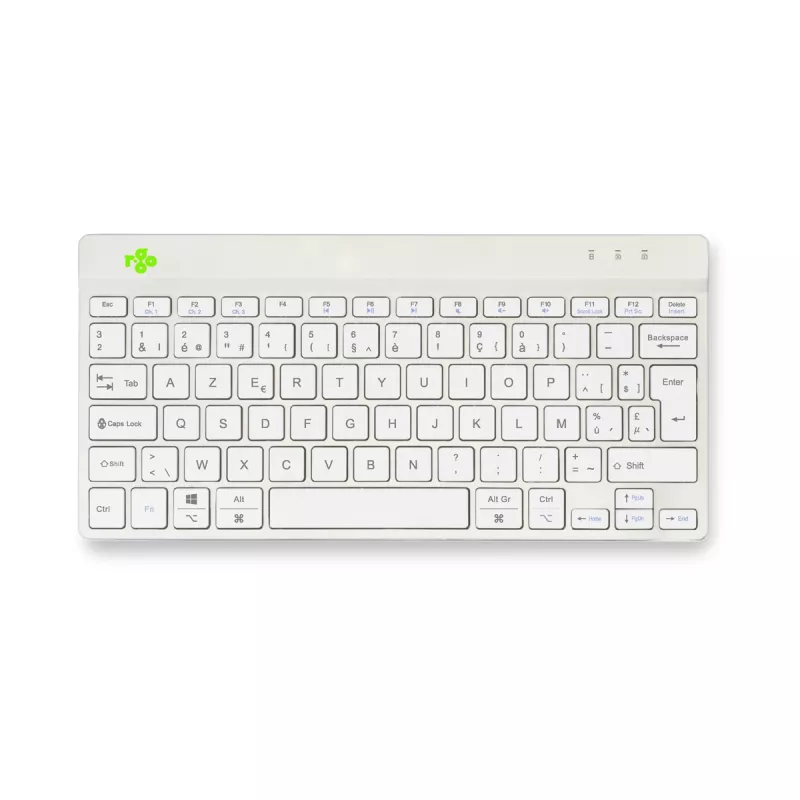 R-Go Tools Teclado ergonómico R-Go Compact Break, teclado compacto con software de pausas, AZERTY (BE), Bluetooth, blanco