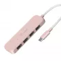 Hub USB-C a 4 puertos USB-A Gen 2 j5create — 10 Gbit/s, USB 3.2, Rosa, plástico ABS reciclado, 100×27×19 mm