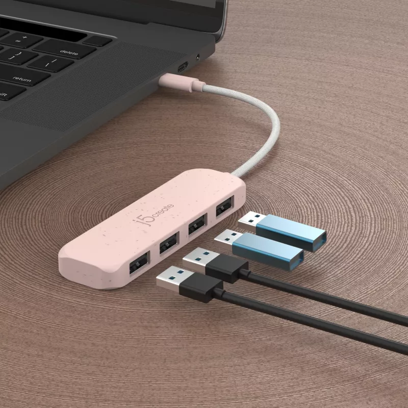 j5create JCH341ER-N hub ecológico de USB-C a 4 puertos USB-A Gen 2, 10 Gbps