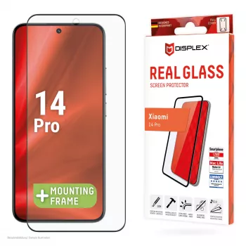 Protector de pantalla e.v.i. Displex Full Cover (10H) para Xiaomi 14 Pro, vidrio templado, marco de montaje Eco, negro/transparente