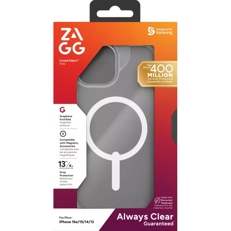 ZAGG 702318190 Crystal Palace Snap funda para iPhone 17e/16e/15/14/13, transparente
