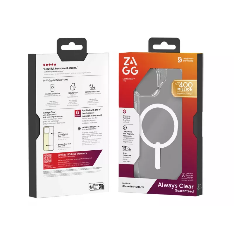 ZAGG 702318190 Crystal Palace Snap funda para iPhone 17e/16e/15/14/13, transparente