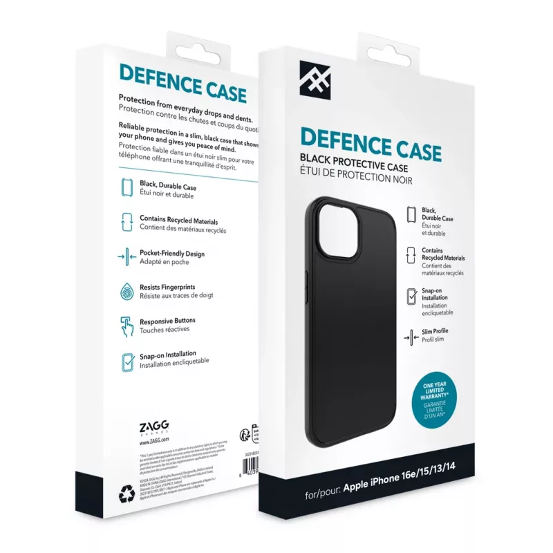 iFrogz 302318233 Defence funda para Apple iPhone 16e/15/14/13, negra
