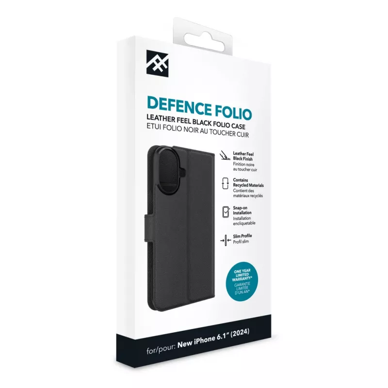 iFrogz 302315354 Defence funda Folio para Apple iPhone 16, negra