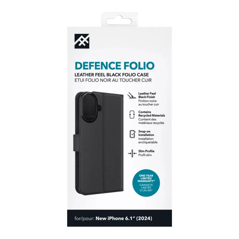 iFrogz 302315354 Defence funda Folio para Apple iPhone 16, negra