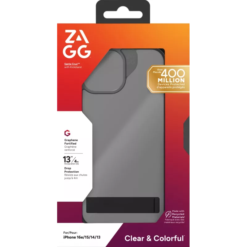ZAGG Santa Cruz Funda con soporte iPhone 17e/16e/15/14/13 Negro