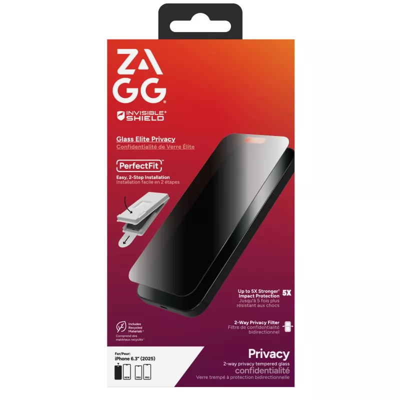 Protector de pantalla InvisibleShield Glass Elite Privacy para Apple iPhone 17