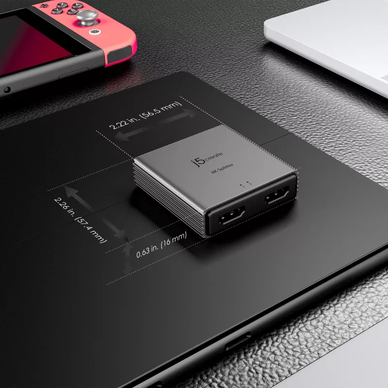 Splitter HDMI™ 2.1 de 2 vías j5create JDSH812 8K, HDMI, 2x HDMI, 7680 x 4320 píxeles, gris, aluminio, 8K Ultra HD