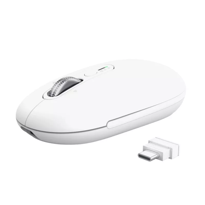 Ratón de oficina inalámbrico TRUST Seron slim Multi – ambidiestro, RF + Bluetooth, óptico 3200 DPI, 7 botones, blanco
