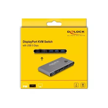 Conmutador KVM DeLOCK DisplayPort 8K 30 Hz con USB 5 Gbit/s