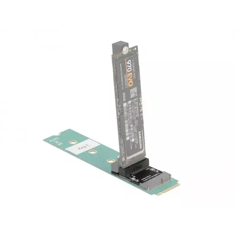 Adaptador M.2 Key A+E macho a ranura Key M en ángulo con soporte DeLOCK 64137