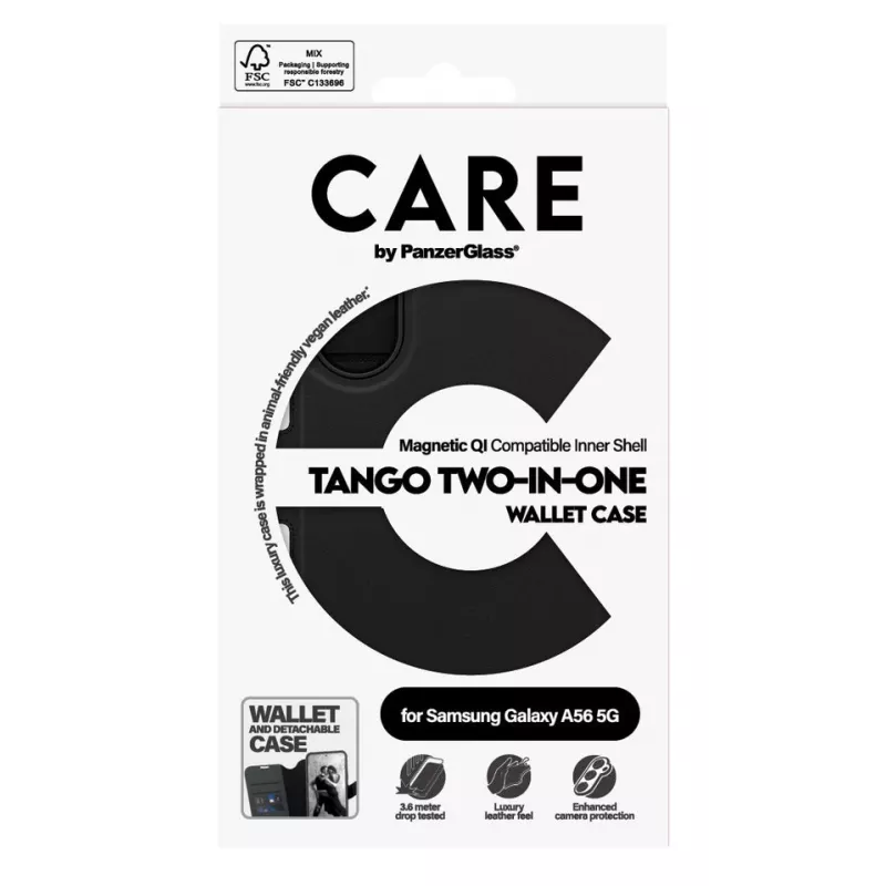PanzerGlass CARE Feature Case Tango Two-in-One Wallet funda para Samsung Galaxy A56 5G, negra