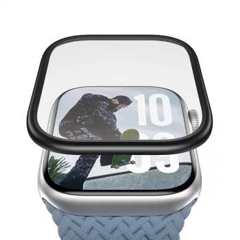 Protector de pantalla PanzerGlass marco metálico negro para Apple Watch (modelo PG38147)
