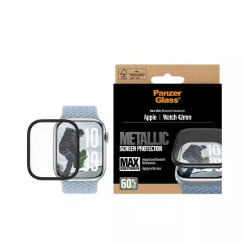 Protector de pantalla PanzerGlass marco metálico negro para Apple Watch (modelo PG38147)