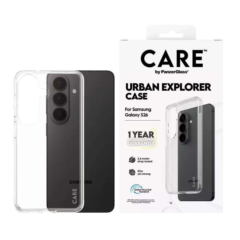 Funda protectora PanzerGlass CARE™ Urban Explorer transparente para Samsung Galaxy S26