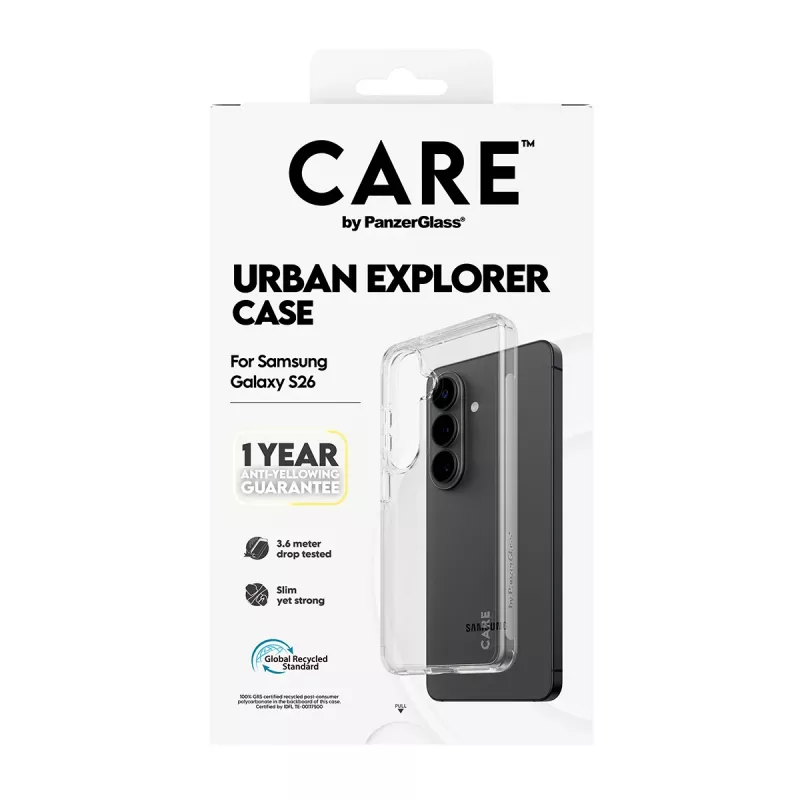 Funda protectora PanzerGlass CARE™ Urban Explorer transparente para Samsung Galaxy S26
