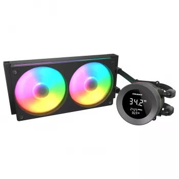 Refrigeración líquida todo en uno para CPU Cougar Poseidon Vistek 240, ARGB, radiador de 240 mm, ventilador de 120 mm, 700–2500 rpm, negro
