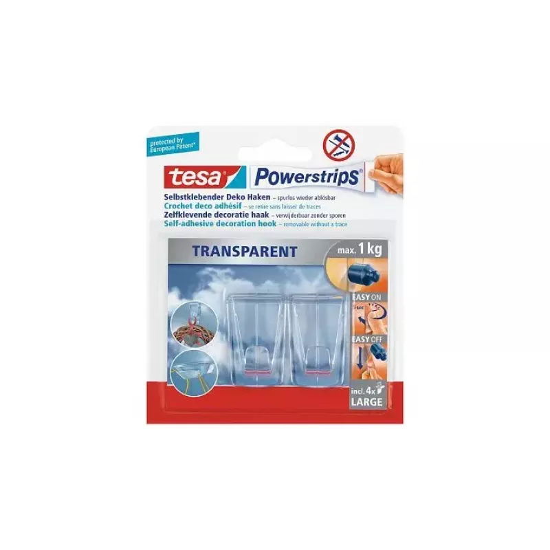 Ganchos universales Tesa Powerstrips transparente DECO 58813-00000-00