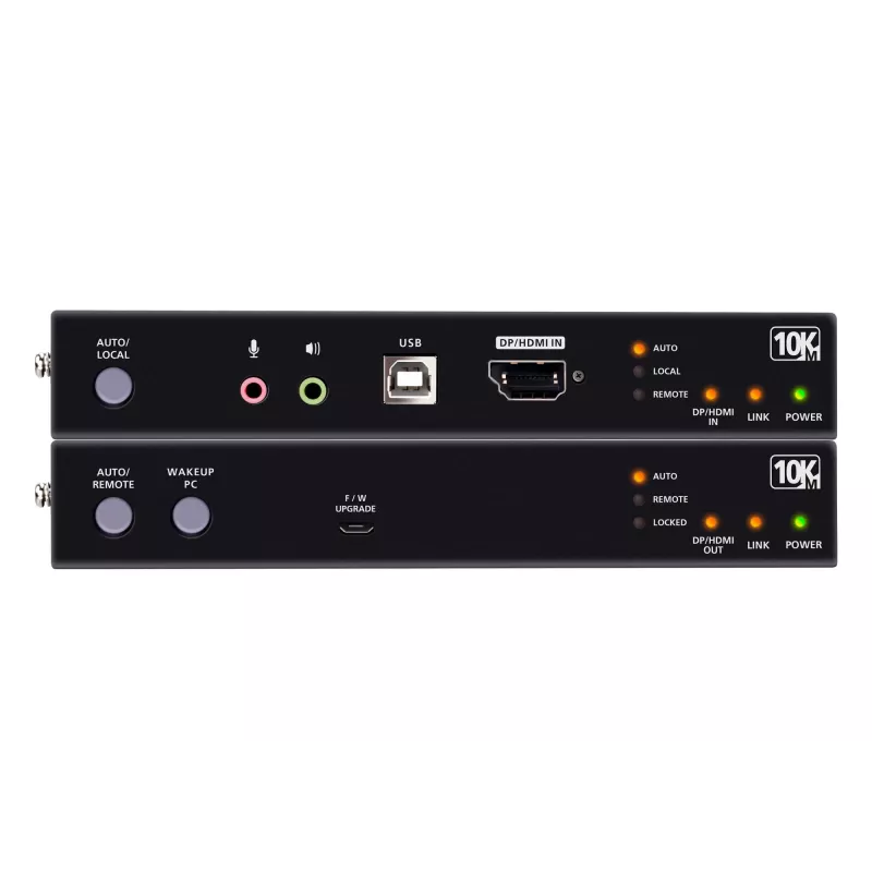 ATEN True 4K DP/HDMI Optical KVM 10km, transmisor y receptor, cableado, 10000 m, 4096 x 2160 píxeles, negro, metal