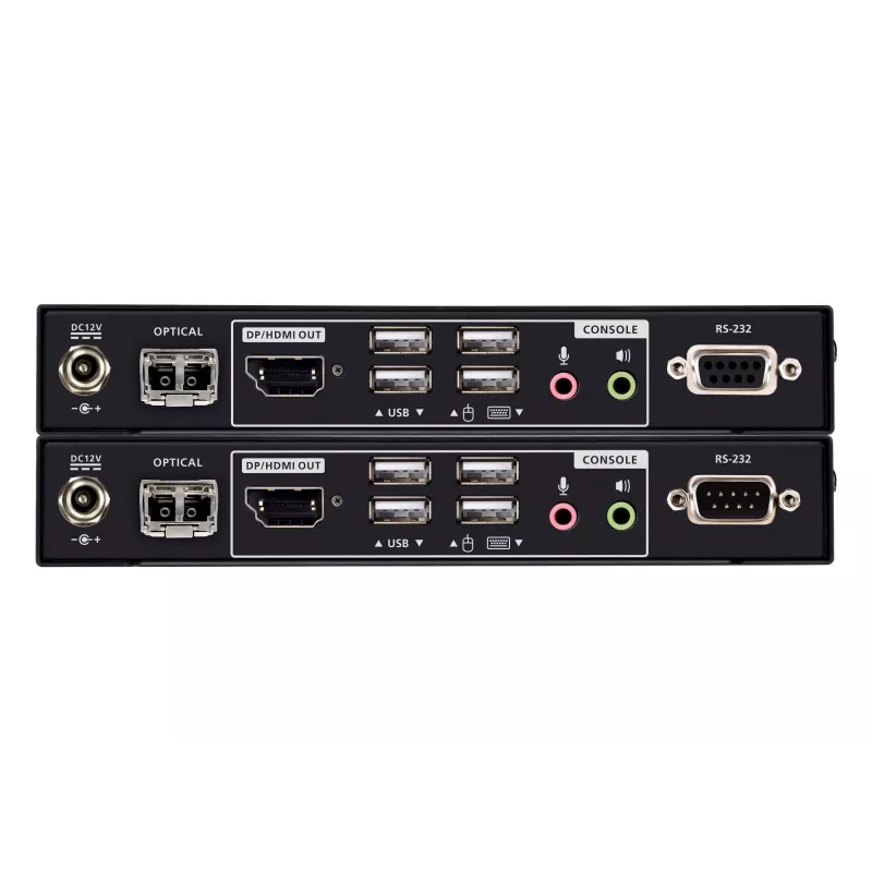 ATEN True 4K DP/HDMI Optical KVM 10km, transmisor y receptor, cableado, 10000 m, 4096 x 2160 píxeles, negro, metal