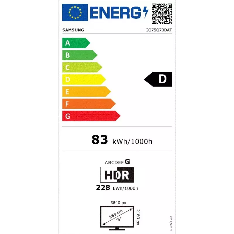 Samsung Q70D GQ75Q70DAT 190.5 cm (75 pulgadas) 4K Ultra HD Smart TV WLAN negro