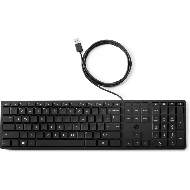 HP Wired Desktop 320K teclado — tamaño completo USB, membrana, negro