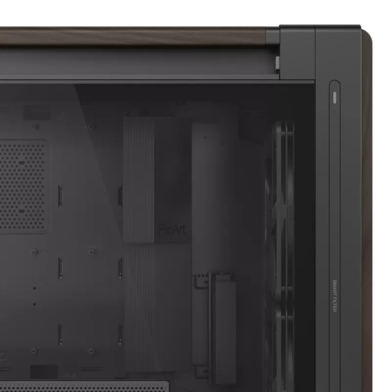 ASUS ProArt PA602 Wood Edition Modern negra - panel de cristal templado Midi Tower negra, madera