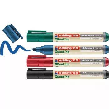 Rotulador Edding EcoLine 29 4 unidades punta de cuña negro azul verde rojo