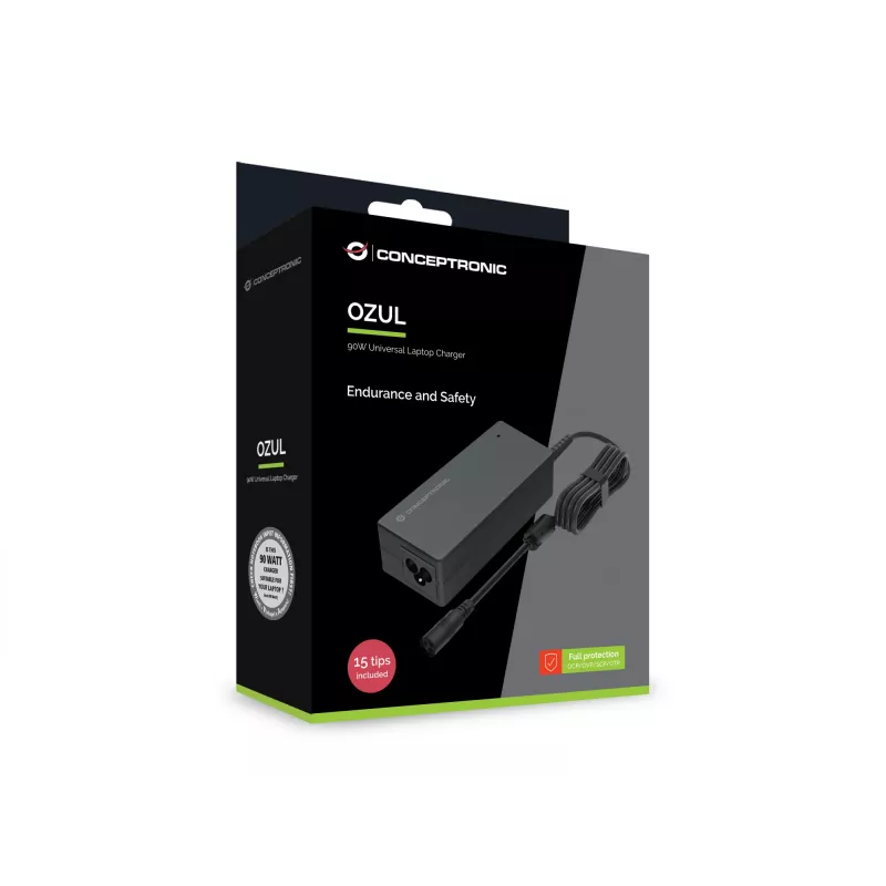 Conceptronic OZUL08B15 Cargador universal para portátil 90W, 15 puntas de carga incl.