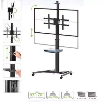 Techly ICA-TR46 Soporte/carrito multimedia negro pantalla plana